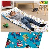 Disney Mickey Mouse, Donald Duck, Pluto & Goofy Toddler Nap Set – Deluxe Easy Fold Nap Mat & Super Soft Blanket – Fun Starts Here – 2-Piece Gift Set for Travel, Daycare & Naptime