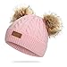 WELROG Bonnet bébé Hiver Chaud Bonnet Enfant en Peluche avec Boules de Poil en Crochet Pom Pom Hat Bébés Garçons Filles (Rose Clair)- Taille Unique -