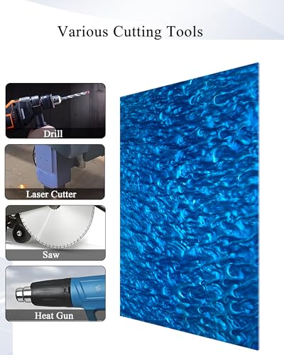 Image of TOEPODO Pearlescent Ripple Cast Acrylic Sheets 1 /8inch Thick Marble Acrylic Sheet for Laser Cutting Plexiglass Sheets for Art Design DIY Crafts Home Deco (6, Deep, 8x12 Inch)