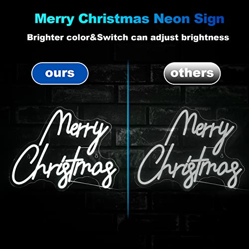Image of Merry Christmas Neon Sign White Neon Light Letter Neon Light with Switch Novelty Lighting for ChristmasWall Decor Party Wedding Birthday Party Decorations