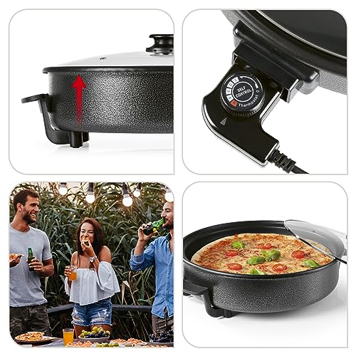 GOURMETmaxx Padella elettrica multifunzione, diametro 40 cm, con termostato, coperchio in vetro e rivestimento antiaderente, volume XXL, ideale come paella, stufato e padella wok, 1500 W [acciaio - immagine 4