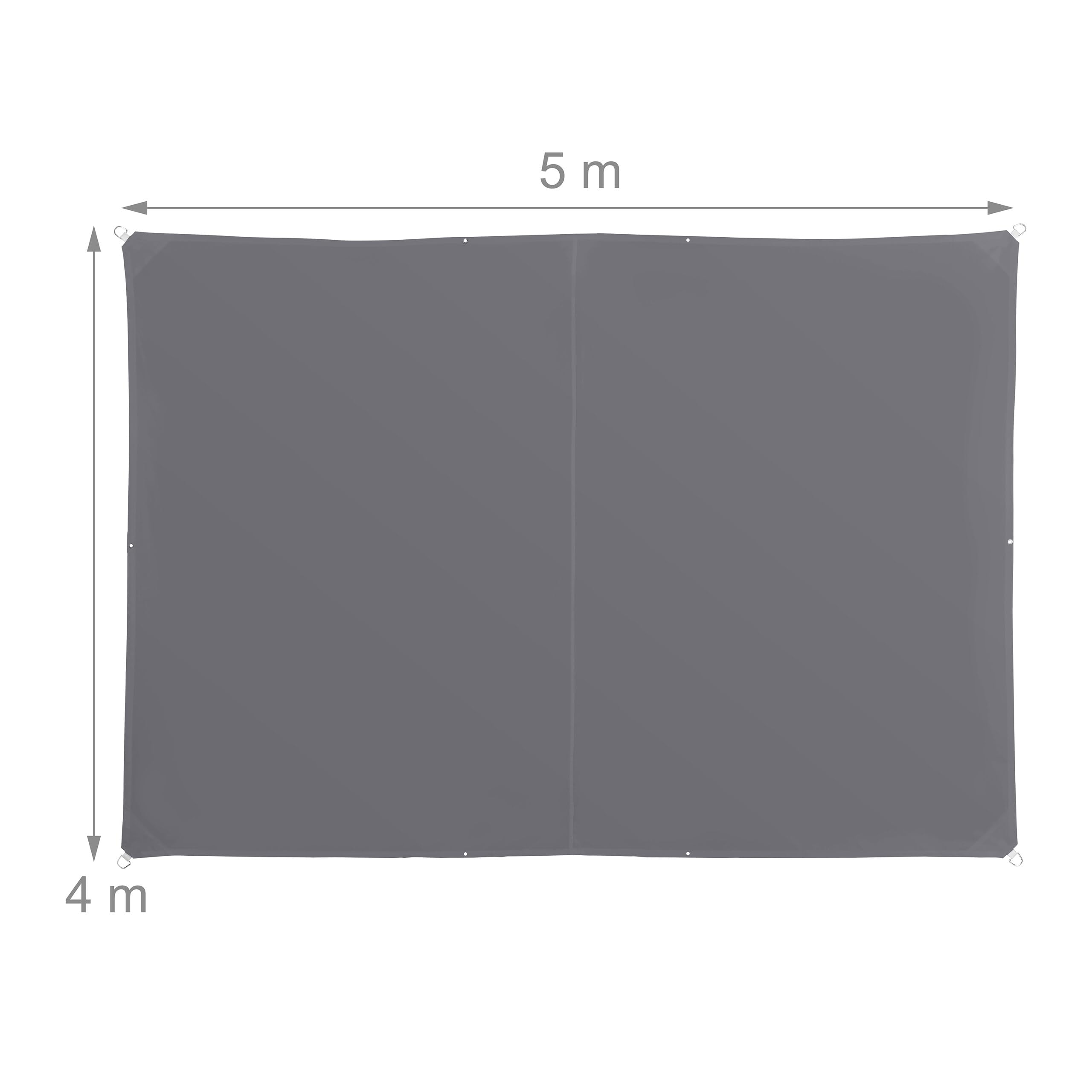 Relaxdays Tenda da Sole, 4x5m, Poliestere, Idrorepellente, con Occhielli e Corde di Tensione