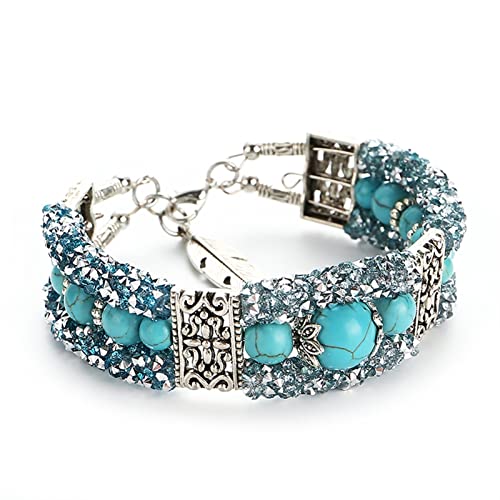 Bracelet rétro ethnique serti de strass précieux pour une élégance intemporelle