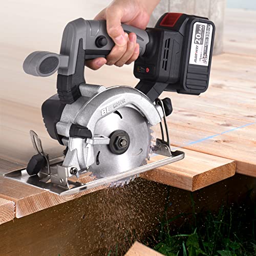 Snsowed 21V sem fio serra circular sem escova 7800RPM 4.0Ah bateria carregador rápido 45 graus de co