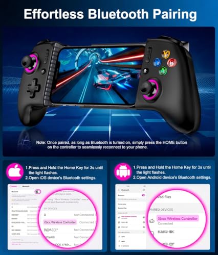 NealGamefy Phone Controller - Mobile Gaming Controller with Hall Effect Joysticks & Triggers - No Dead Zone,800mAh Battery,Retractable Phone Case Support, Controller for iphone and Android - Image 6