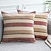 UPOPO Cojines Sofa Funda Elegantes Decorativos Salon Cama Rayas De Colores Lino Fundas Silla Habitacion 2 Piezas De Cojín Suave Almohada Sala De Estar con Cremalleras 55 X 55 cm Café Rojo