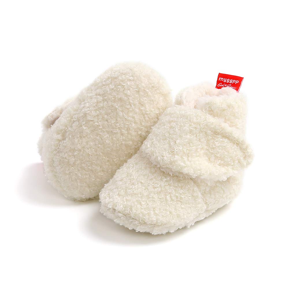 Ohwawadi Baby-Hausschuhe für Mädchen, Jungen, warme Babysocken, Schuhe, Neugeborene, Krippenschuhe, Babyschuhe, Prewalkers, M1982 Weiß, 0-6 Monate