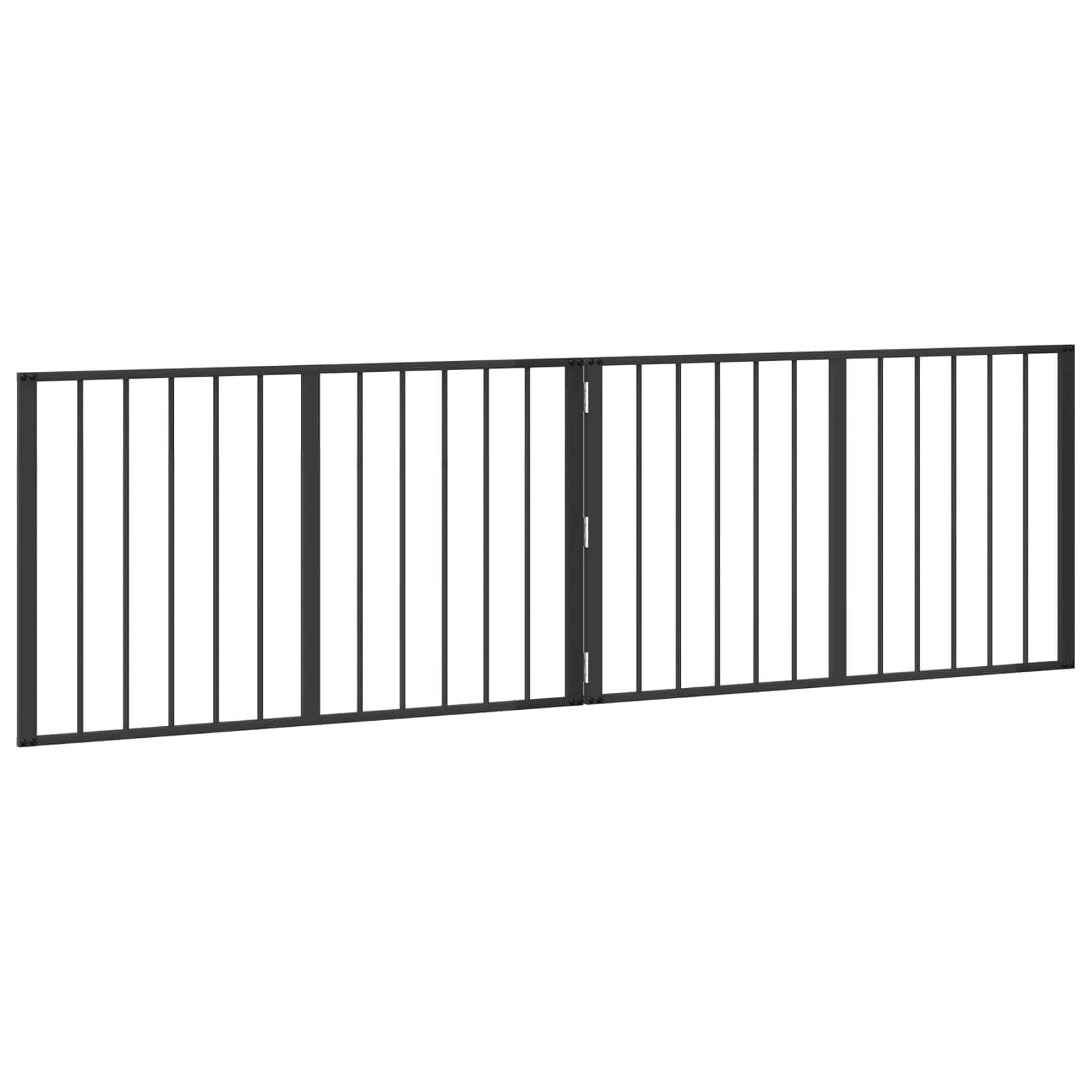 Puerta para perros, 2 unidades, acero galvanizado negro, 100 x 60 cm, plegable para cachorro y perro, barrera de seguridad, parque de seguridad, protección para casa, apartamento, jardín