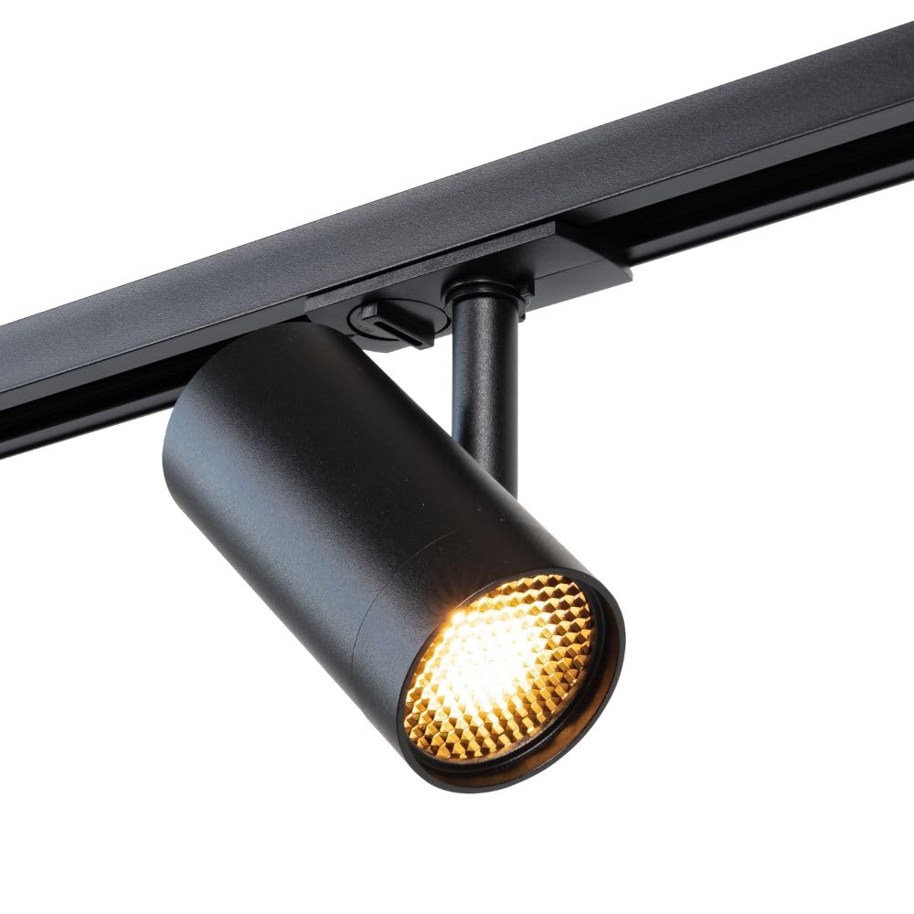 Qub Focus III Monophasé Luminaire Plafonnier LED – 600cm - 4x Viror Mesh Spots & 2x Suspensions - 1x 3m Barre de Spot Plafond – I-Form - Plafonnier intérieur Noir – Spots et Rails de Spots