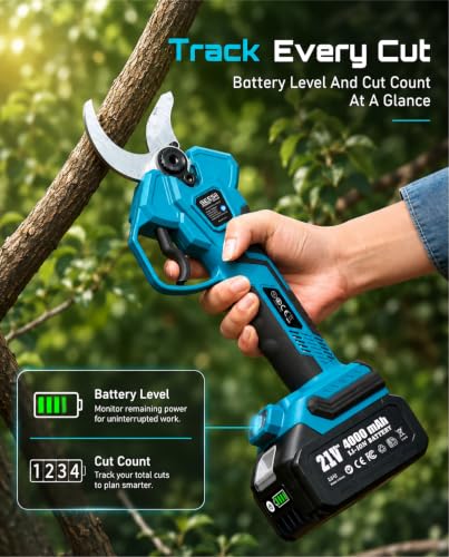 Image of SEESII Electric Pruning Shears, 1.6 inch Cut Cordless Pruner, 2x4.0Ah Batteries