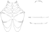 Vista 2 de Brasier de arnés corporal para mujer, talla grande, hueco punk, con cadena de metal, gótico, Navidad, carnaval, Halloween, baile