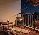 Vintage Gold Framed moody Moonlit Forest Wall Art Crescent Moon Forest Wildflower Gothic Picture Wall Decor Nature Pine Tree Woodland Poster Print Artwork for Livingroom Bedroom Offices Home Decoration
