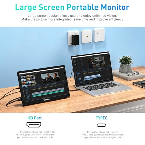 Image of PJGCWB 15.6 inch Portable Monitor 1366 * 768 HD USB-C HDMI Second External Monitor for Laptop,PC,Mac Phone,PS,Xbox,Swich,IPS Ultra-Thin Zero Frame Gaming Display(Inches, 15.6)