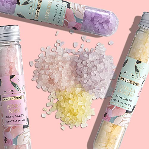 B.C. Beauty Concepts Aromatherapy Bath Salts- 5 Pack Epsom Salts for Soaking, Relaxing Bath Spa Set, Scented in Vanilla Almond, Shea Butter, Sweet Mint, Honey Rose, and Lavender - Image 4