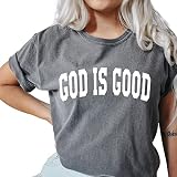 God Is Good T-Shirt Women Christian Short Sleeve Shirts Jesus Faith Cross Graphic Casual Loose Tee T