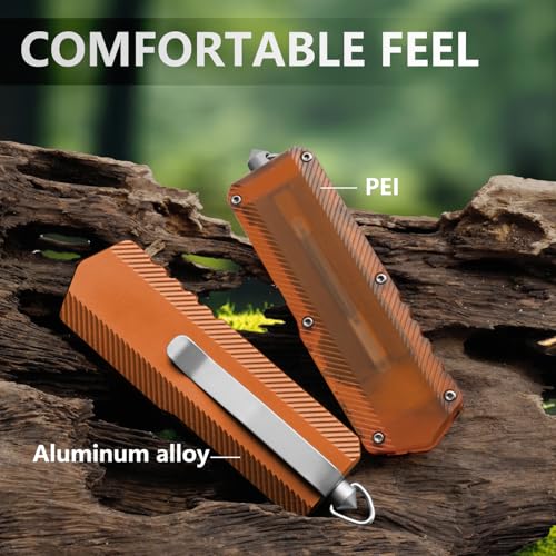 Image of Aluminum Alloy Utility Knife, Retractable Box Cutter Pocket Knife Replaceable Blade EDC Razor Knife with 10pcs Blades (ORANGE)