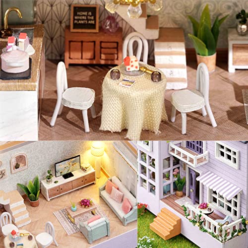Tukiie Diy Miniature Dollhouse Kit With Furniture, 1:32 Scale Creative Room Opened & Closed Mini Wooden Doll House For Kids Teens Adults(Happy House) #TOP4