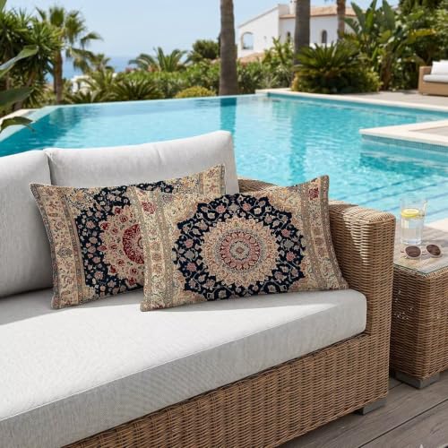 Housse coussin extérieur imperméable bohème pour canapé de jardin
