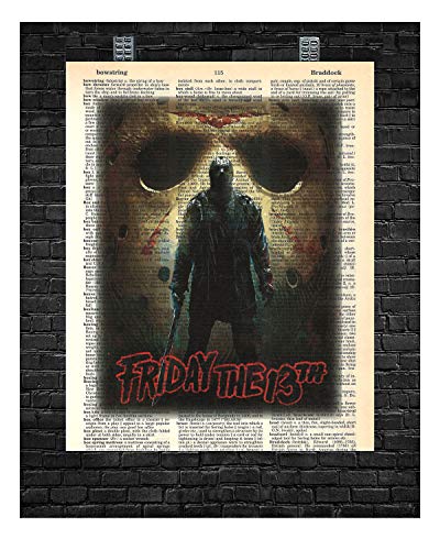 Friday The 13th Wall Decor Jason Voorhees Dictionary Art Print Friday The 13th Dictionary Art Print 8 x 10 inches