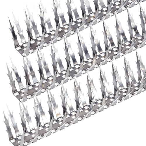 Quunoot Bird Spikes 10 FT Stainless Steel Bird Deterrent Spikes Pigeon Spikes for Outside to Keep Birds Squirrel Raccoon Cat Away for Garden Fence Roof Window Sill and Wall(10 Pack)