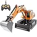 DULONIME Remote Control Excavator for Boys 4-7, RC Excavator for Kids, 27 MHz Construction Trucks Vehicles Toys for Toddlers 1-3 3-5 4-7 with Metal Shovel and Light Birthday Boys Gifts