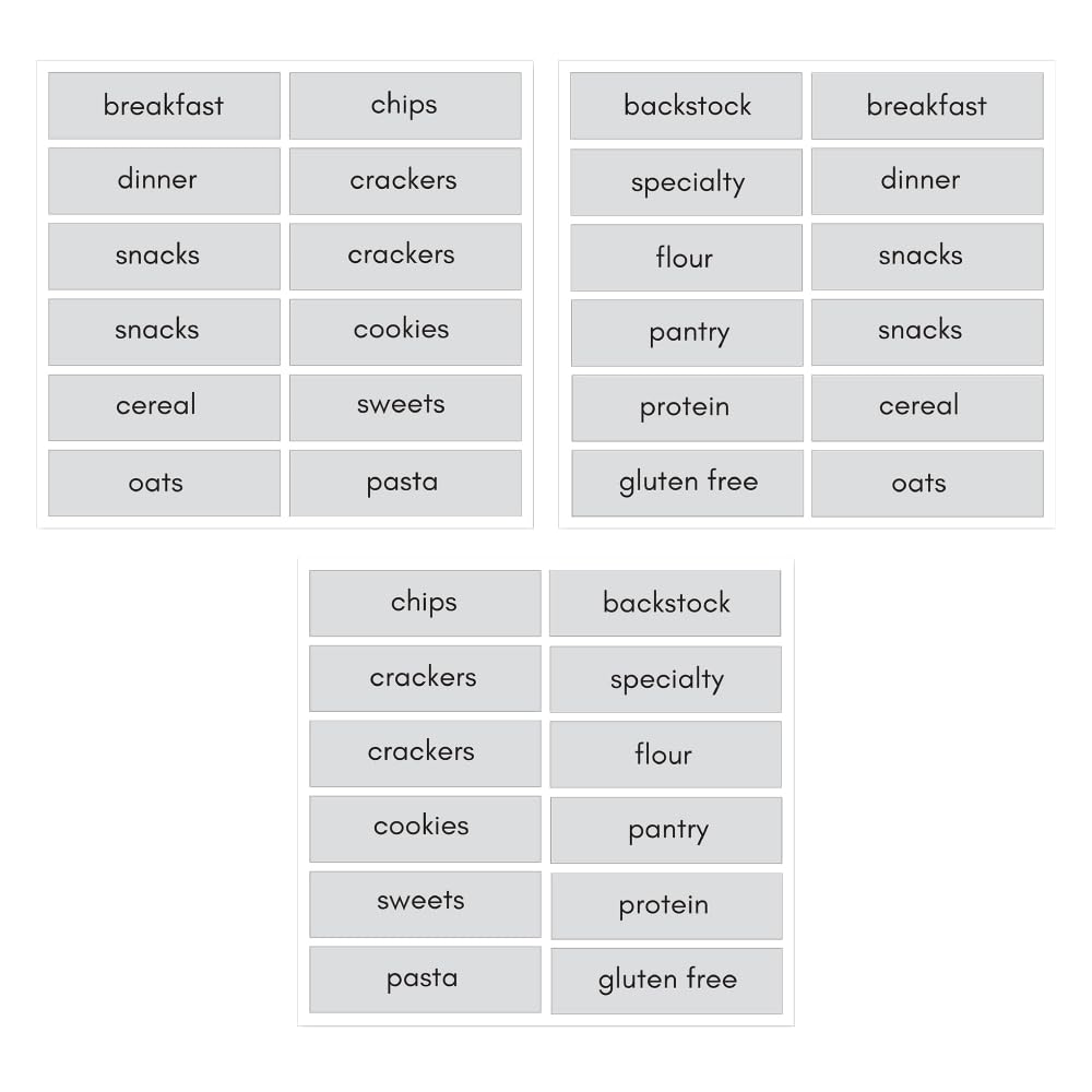 Thirty-One Gifts Block Custom Organizer Labels, Preprinted Clear Sticker Labels for Food Containers in Pantry, Black Font