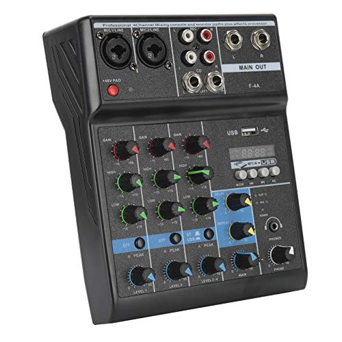 4-kanaals audiomixer, USB-mixer Audio-interface mengpaneel Ingebouwde 48V-voeding voor thuismuziekproductie, webcasting… - Image 3