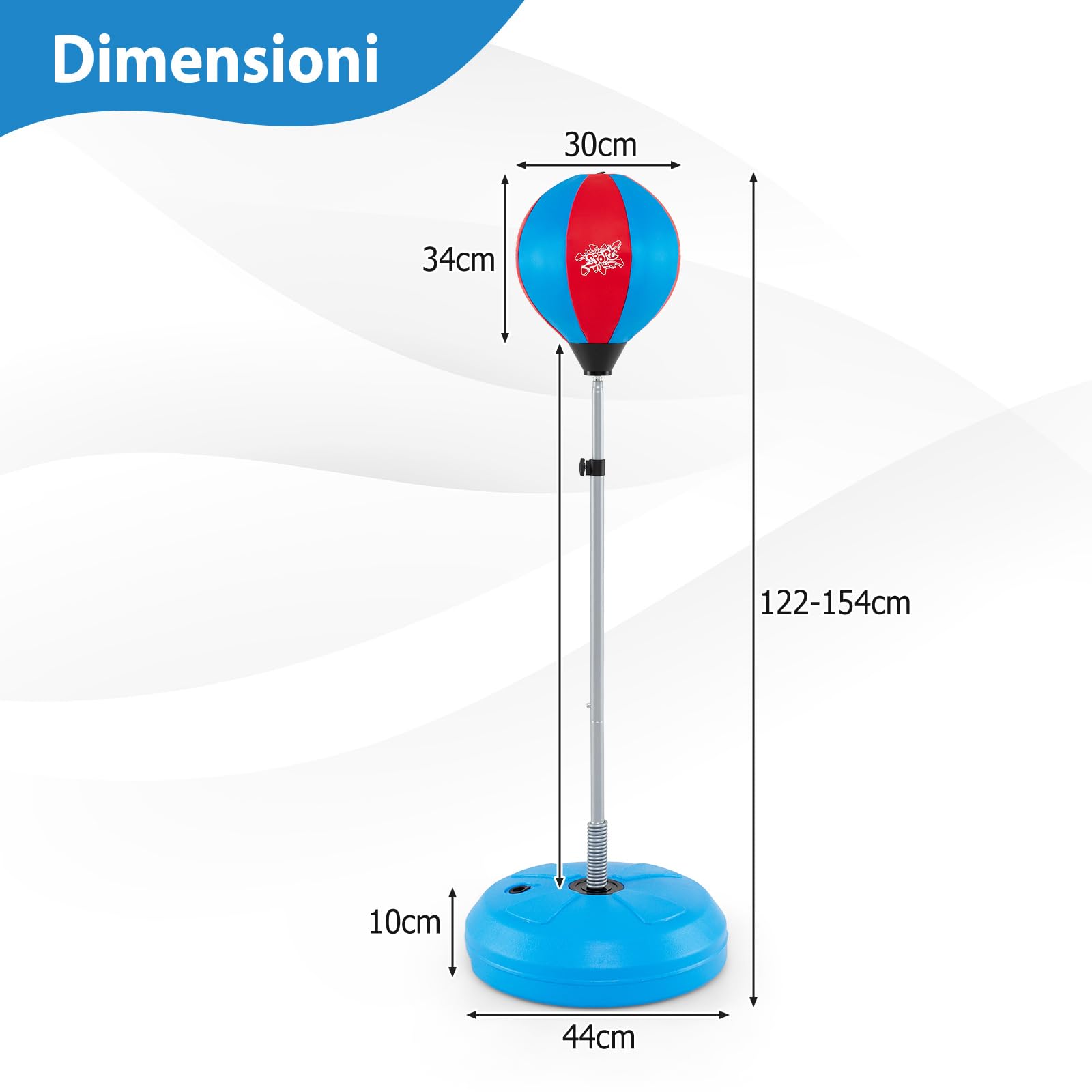 Set Sacco Da Boxe Regolabile 125-140 Cm Con Guantoni - Per Allenamento Casa, Ragazzi E Adulti