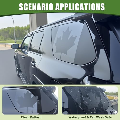 Image of 2PCS Rear Window Decals for 2010-2024 Toyota 4Runner 5th Gen Back Window Glass Side CA Flag Sticker for 4 Runner Exterior Accessories Matte Black(Canadian Flag)