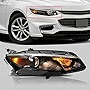 BoardRoad Halogen Headlights Assembly Replacement for 2016 2017 2018 Chevy Malibu Projector Headlamps Black Housing Clear Lens Right Passenger Side