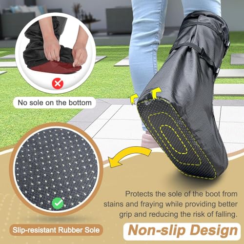 Walking Boot Cover Tall Medical Cast Fracture Foot Cast Case Orthopedic Brace Air Walker Covers for Women Men Outdoor Rain Winter Snow Boot Protector Foot Support with Sole - Image 4