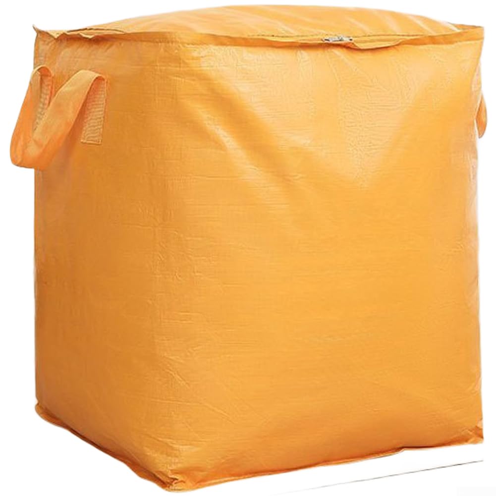 Faltbare wasserdichte PE-Aufbewahrungsbeutel für Umzüge von Kleidung, große Kapazität, Packtasche mit Griffen, Gelb, 50 x 60 x 70 cm (A)