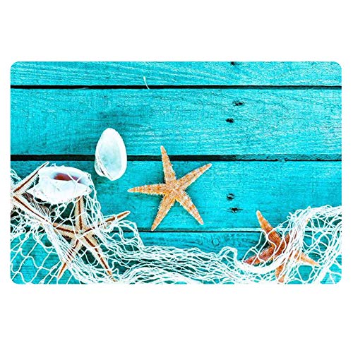 Coloranimal Tapete de goma antideslizante para interiores y exteriores, fácil de limpiar, para puertas delanteras de patio, para todo tipo de clima, diseño de concha de estrella de mar