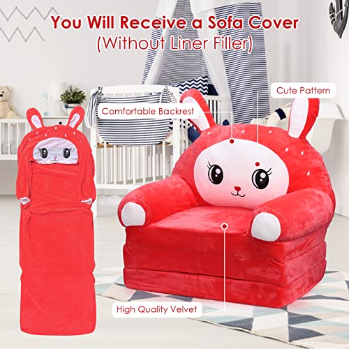 Caluself Plush Foldable Kids Sofa,2 In 1 Children Sofa Bed Backrest Armchair Cute Cartoon Children Couch,Lazy Sofa Children Flip Open Sofa Bed For Living Room Bedroom(Without Liner Filler) #TOP1