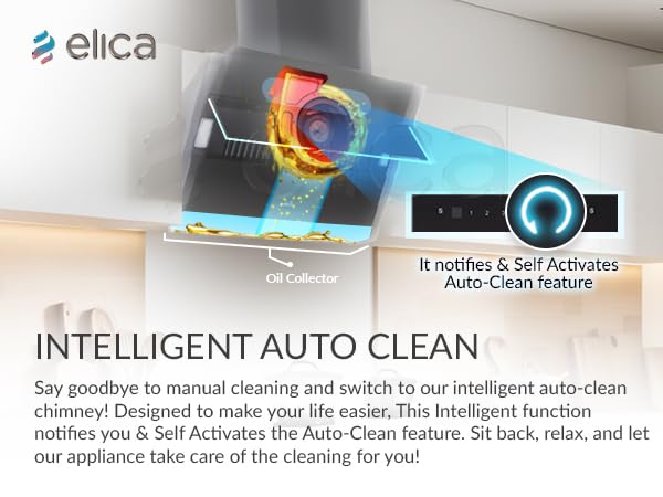 Image of Elica 75cm 1500 m3 /hr Filterless Autoclean Angular Kitchen Chimney with 15 Years Motor & 5 Years Comprehensive Warranty | EFL 3V 751 HAC LTW MS NERO | Black | Touch + Motion Sensor Control | Slant