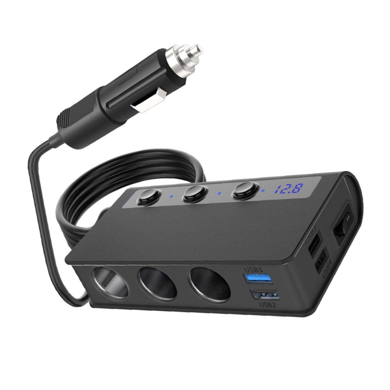 Caricatore Auto con USB e Prese Accendisigari Adattatore Splitter per Auto Indicatore e Protezione Ic per Smartphone Tablet e Altri Dispositivi