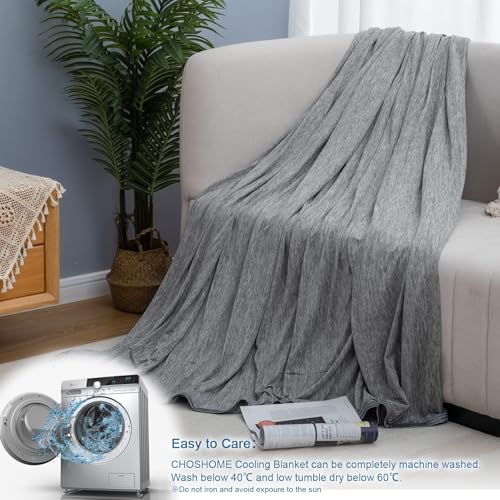 Image of CHOSHOME Cooling Blanket for Hot Sleepers Lightweight Summer Cold Thin Blankets for Sleeping, Hot Flashes Night Sweats, Soft Blanket for Bed, California King 96 inch x 102 inch, Grey