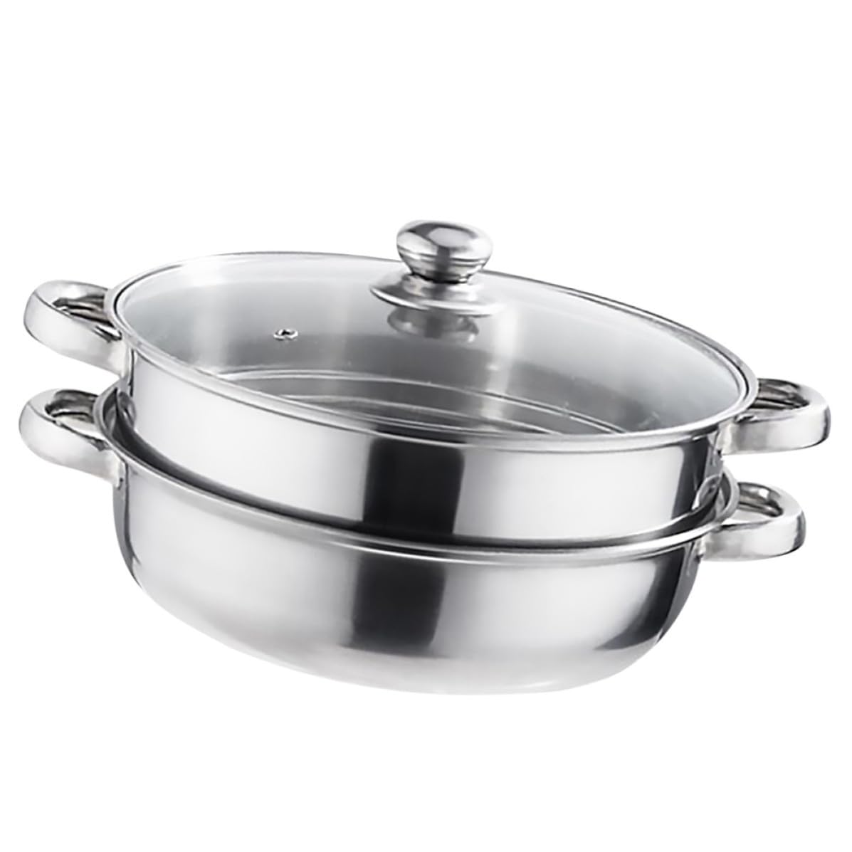 Marmite à vapeur double paroi POPETPOP en inox pour cuisson saine 28 cm