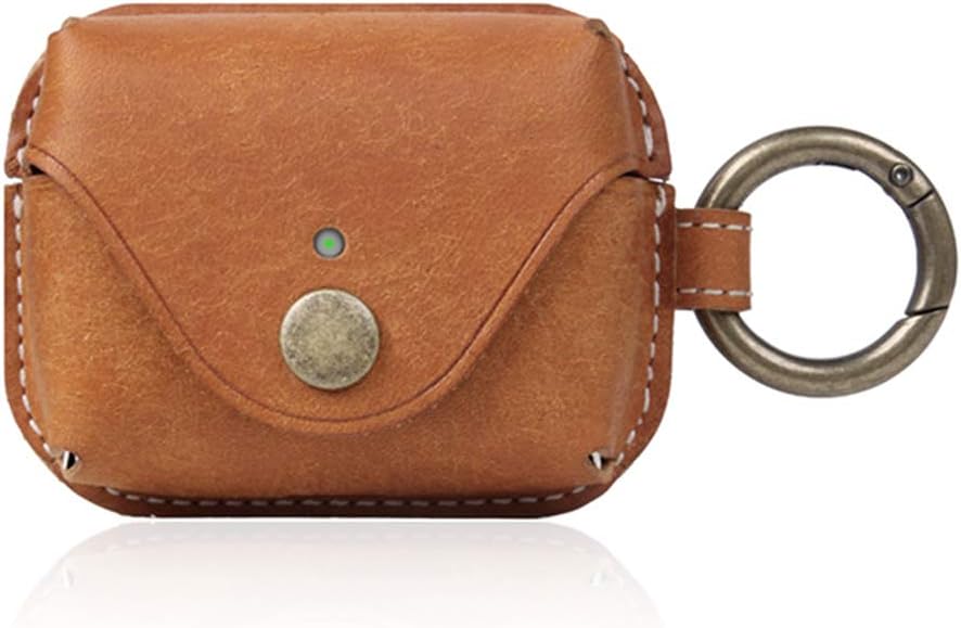 Design SD18581APP AirPods Pro 2 2nd Generation / 1st Generation Case, Italian Amplifier Evro Leather, Brown, Protective Case, Genuine Leather (Cow Leather), Vegetable Leather, Carabiner Included,