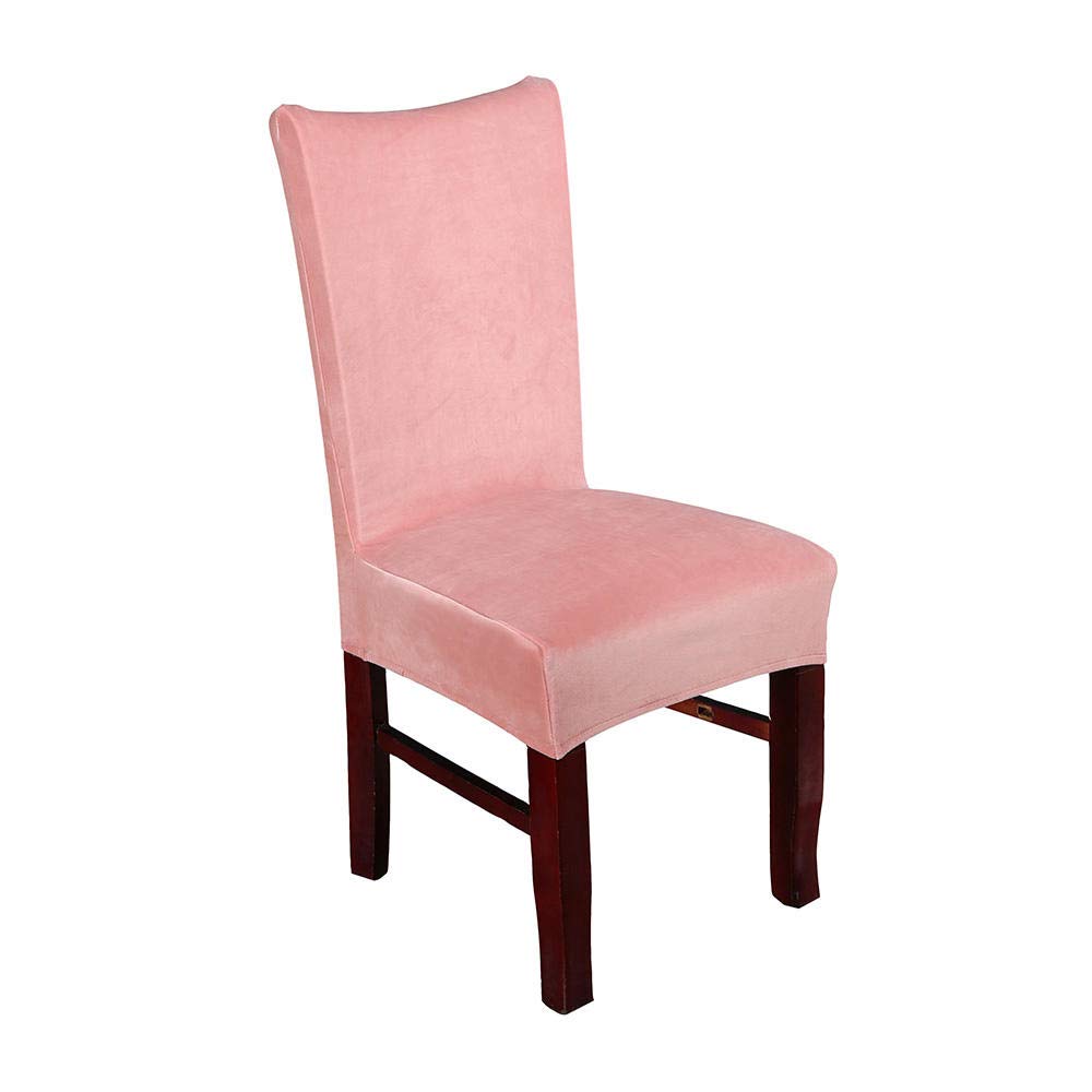 Ceremonia Funda De Silla Fundas Elásticas para Sillas De Comedor De Terciopelo Rosa Spandex A Prueba De Polvo para Bodas Banquetes Hotel Decoración del Hogar Fundas 4 Uds
