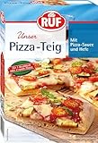 RUF veganer Pizza-Teig, Grundmischung für einen Hefe-Teig, Mischung für eine Pizza-Sauce enthalten, für den Pizzastein geeignet, 5er Pack, 1 x 315g