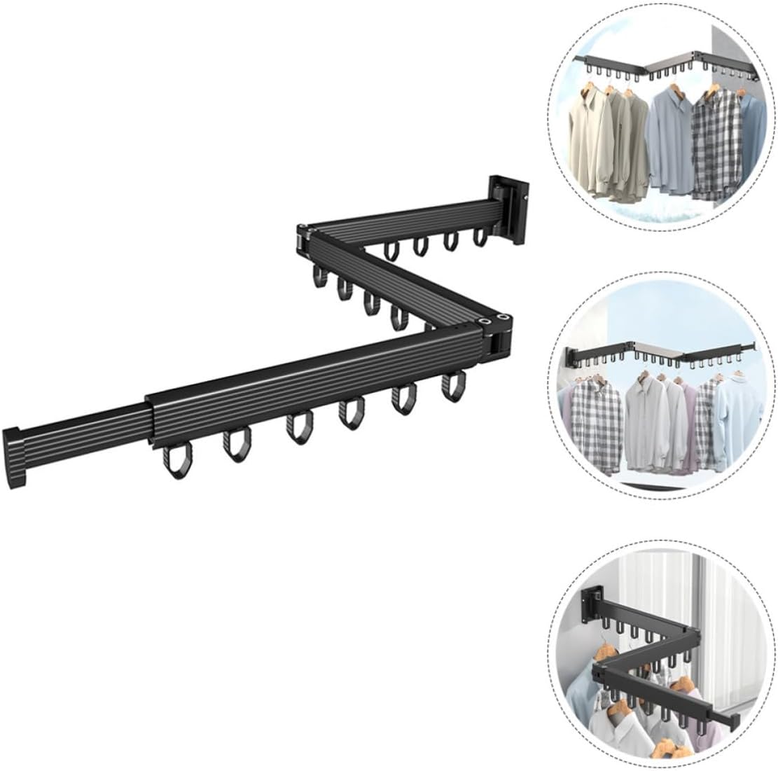 Garneck Retractable Wall Mounted Clothes Drying Rack with Folding Design Strong Zinc Alloy Metal Laundry Drying Rack for Bathroom and Bedroom Space Saving