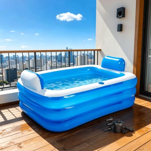 Miniatura 5 de Five Liters Bañera Hinchable Para Adultos, Bañera Plegable Spa Para Ducha, Balcón Y Jardín, Incluye Bomba Eléctrica, Inflable Rápida Y Fácilmente