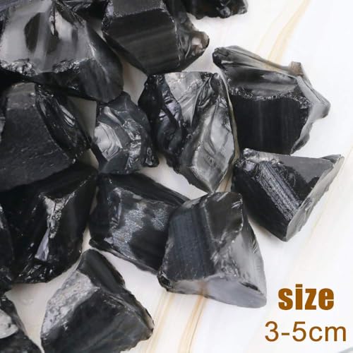 Image of FIREBOOMOON 2lb Rough Black Obsidian Crystal Rocks for Tumbling Knapping