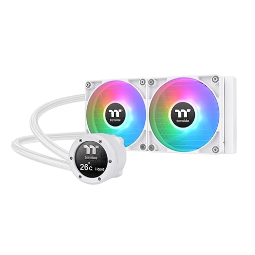 Thermaltake TH240 V2 Ultra ARGB SyncAlO Enfriador líquidoVentilador ARGB 120 * 2PWM 500 1500rpmBloque de agua 2.1 "LCDBlanco, CL-W404-PL12SW-A