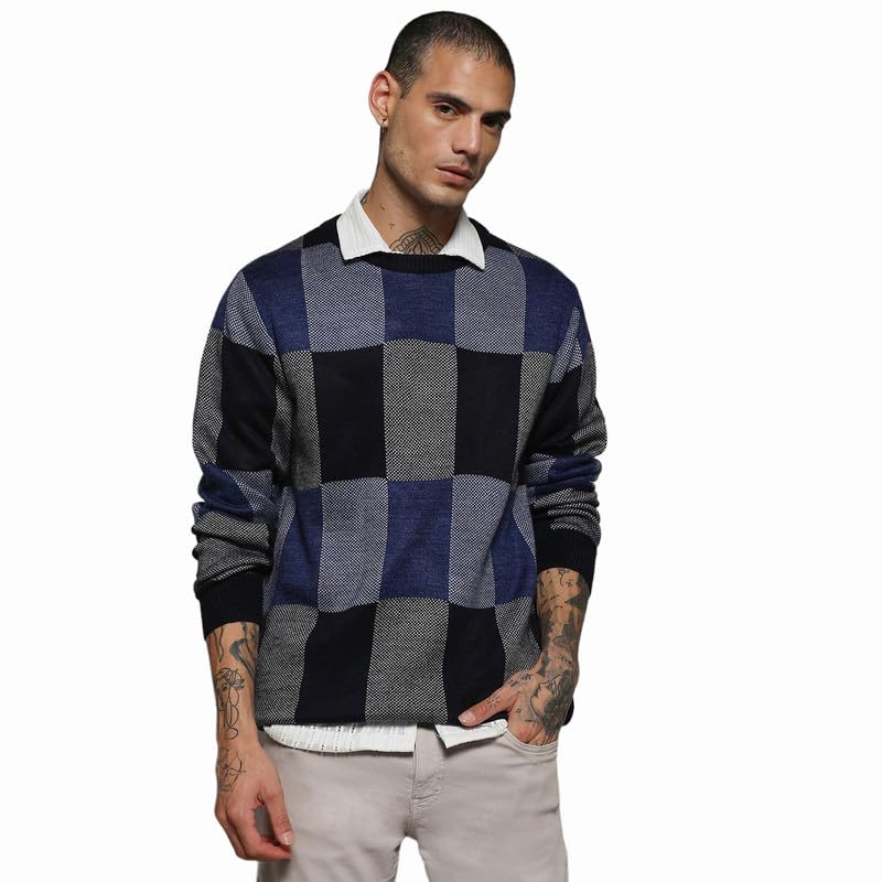 cahoot Men's Pullover Knit Sweater for Casual Wear | Long Sleeve | Crew Neck | Pull On Closure | Acrylic Blend Sweater Crafted with Comfort Fit for Everyday Wear-picture-15