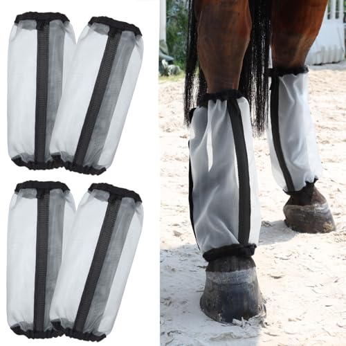 Image of All-Purpose Fine Mesh Horse Fly Boots Breathable Anti-Fly Leggings with Sturdy Support Strips Reduce Annoying Stomping & 360Leg Protection Durable Easy-Clean Material 4-Pack Lavender Purple