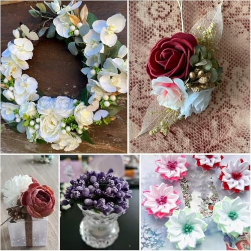 Image of SATYAM KRAFT 48 Bunch Decorative Artificial Pollen Flower Perfect for Tiara, Wedding Jewelry & DIY Making Flowers for Bouquet, Hamper, Trousseau Decoration Items(48 Bunch of 576 Pollen Each)
