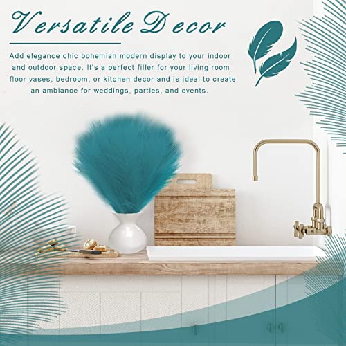 Ulendis 8Pcs Faux Pampas Grass Boho Decor 18", Fluffy Artificial Pampas Grass Bulrush Grass Feathers, Fake Pampas Grass Branches For Vase Fillings Flower Arrangements Home Wedding Boho Decor(Blue) #TOP4