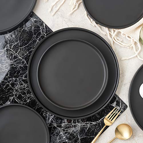 Image of Stone Lain Coupe Stoneware Set of 4, Salad Plates, Black Matte